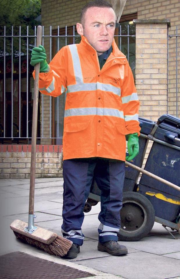  Wayne Rooney will be required to wear a hi-vis jacket for his service — here's how we imagine him to look