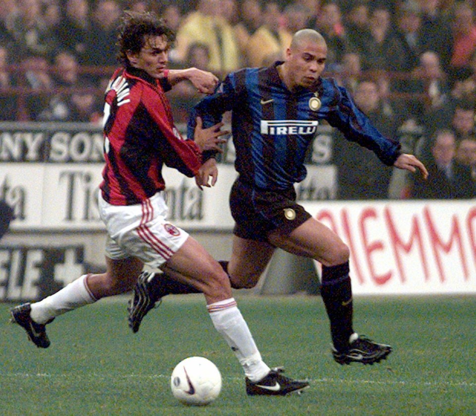 Paolo Maldini and Ronaldo had many great clashes during their times at AC Milan and Inter Milan