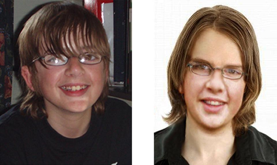  Andrew before he went missing, left, and a new age-progressed picture of Andrew, right