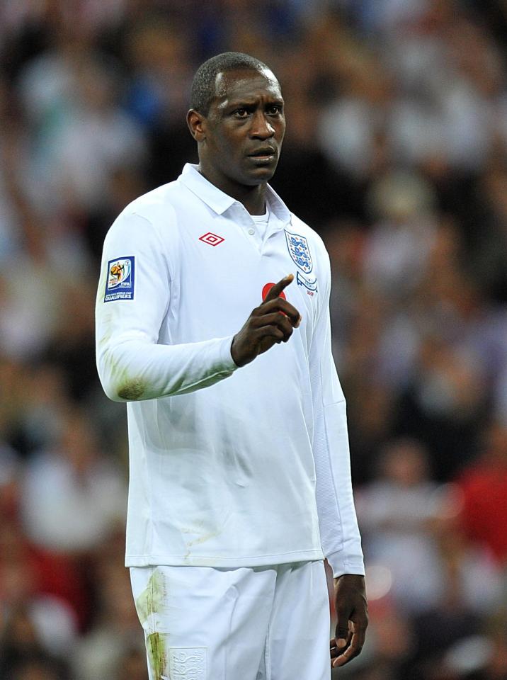  Emile Heskey, pictured playing for England in 2010, married Chantelle in 2014