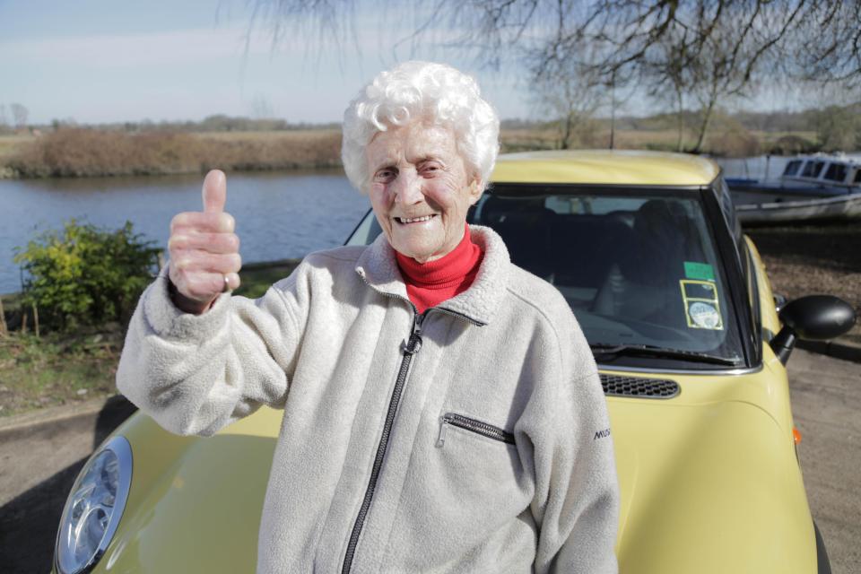  A lady of 105 has been able to pass her driving test, but says that people driving too close to her is annoying