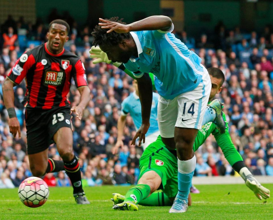  Bony stabs home for Manchester City against Bournemouth