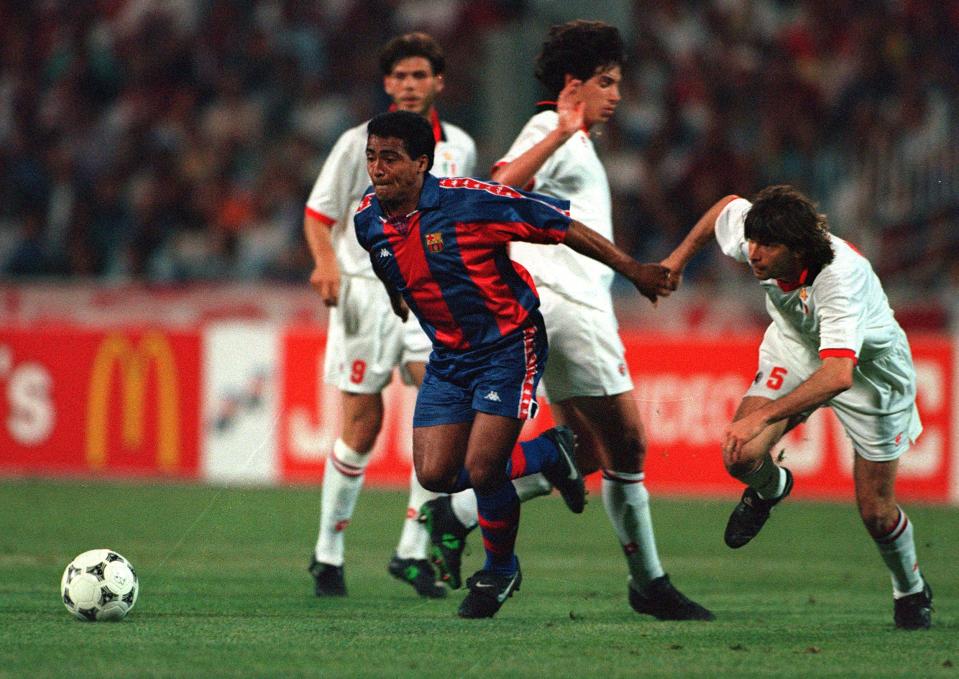  Romario in action for Barcelona during 1994 Champions League final defeat