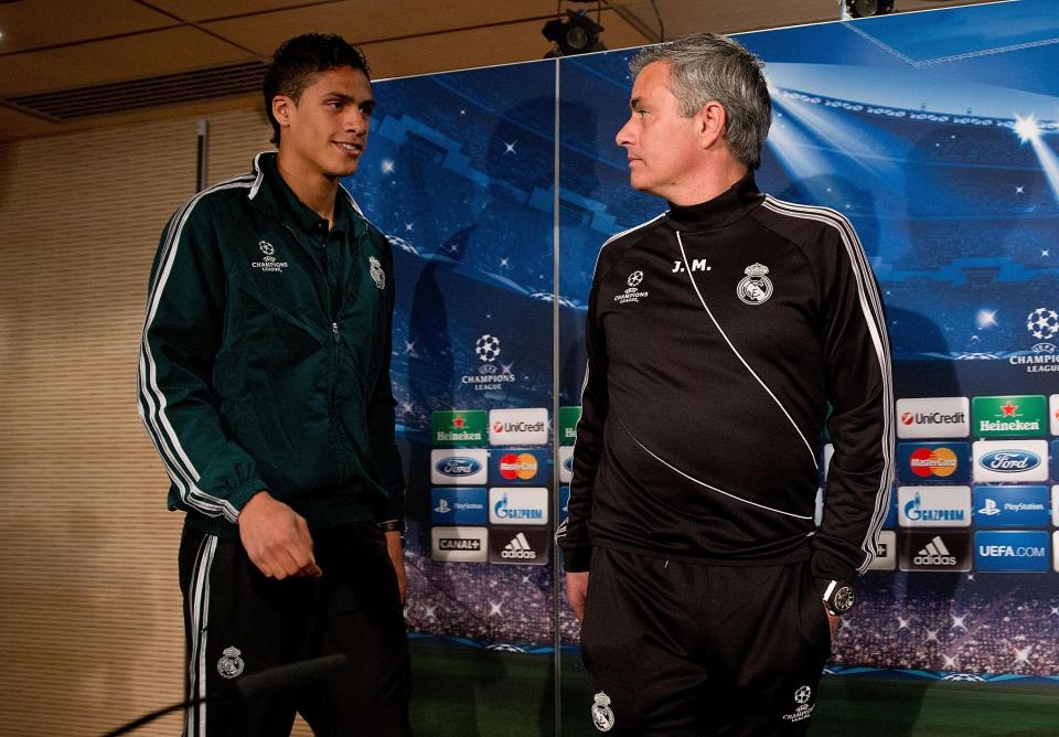  Jose Mourinho with Rapahel Varane during time at Real Madrid