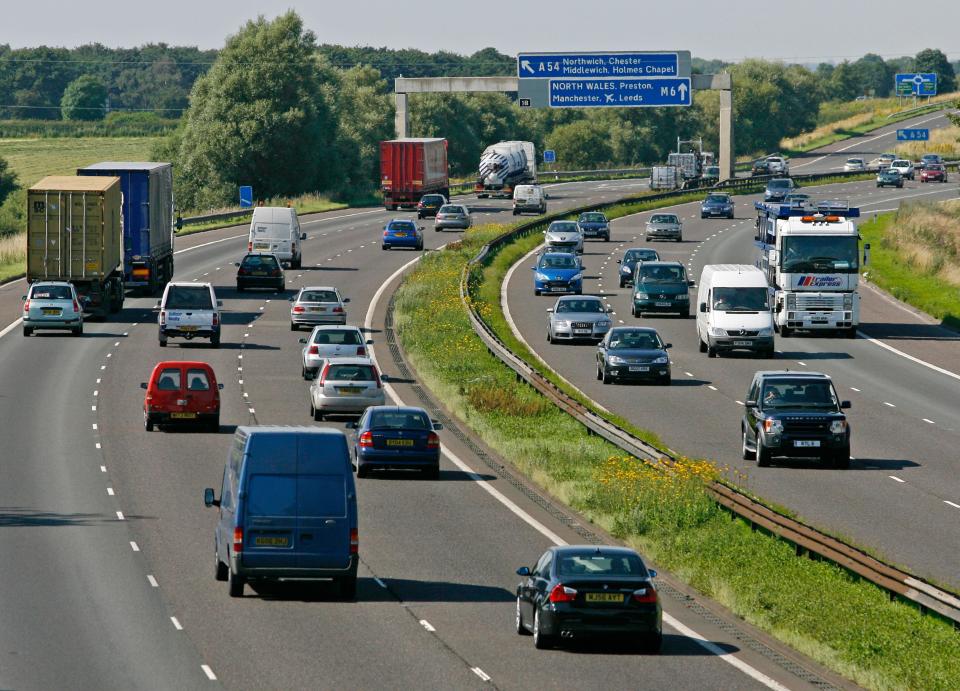  Six people have been arrested on suspicion of assault after a man fell from a minibus on the M6 close to Lancaster