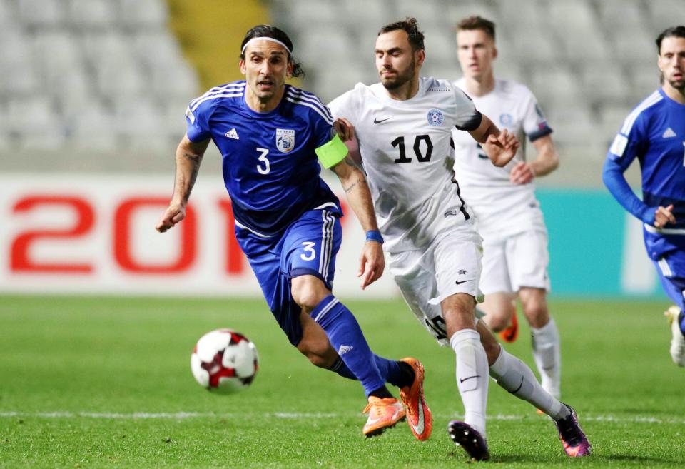  Elis Charalambous of Cyprus in action against Serfei Zenjov