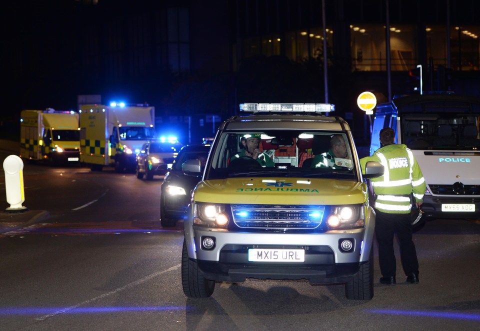 Emergency services arrive at the scene of the Manchester terror attack where 22 people died 