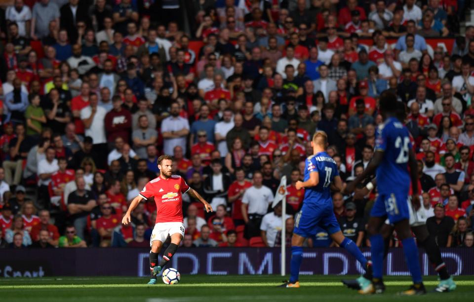  Juan Mata in action for Manchester United as they beat Leicester City 2-0 at Old Trafford