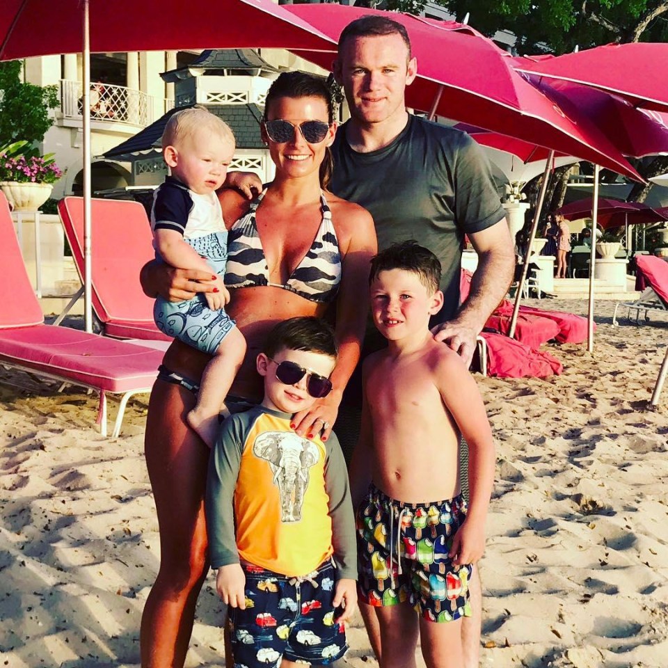 Wayne Rooney with wife Coleen and their three children - and the couple are expecting their fourth child