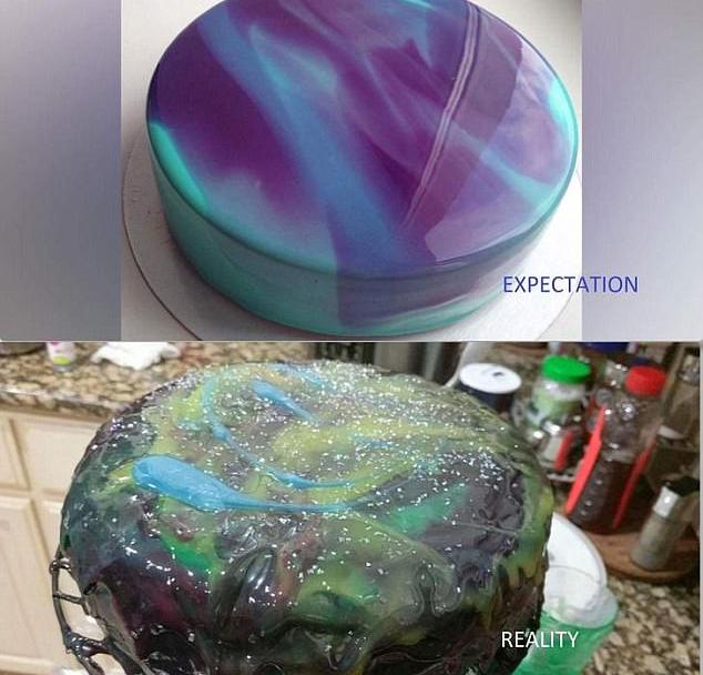  This galaxy cake was a pretty big ask for an amateur baker. And that's why the result looks less out-of-this-world, and more straight-into-the-bin.