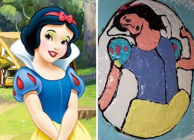  With neck muscles to rival any weightlifter, it looks like Disney princess Snow White has been working out in this sticky tribute.