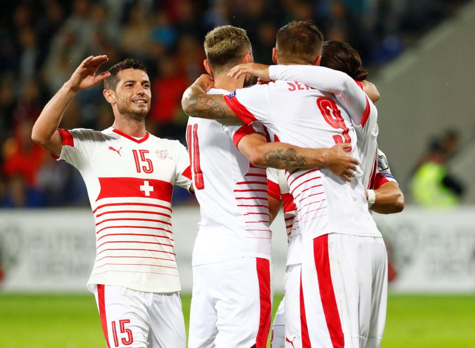  Ricardo Rodriguez celebrates Switzerland's third goal