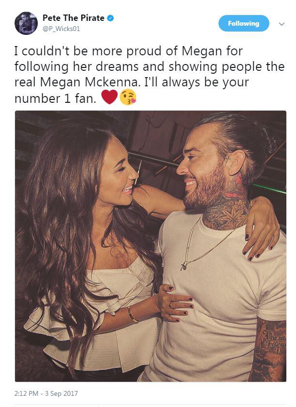  Pete shared a sweet message of support to his girlfriend on Twitter as the show aired