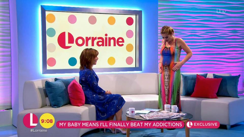  She showed Lorraine Kelly just how big her tummy has got