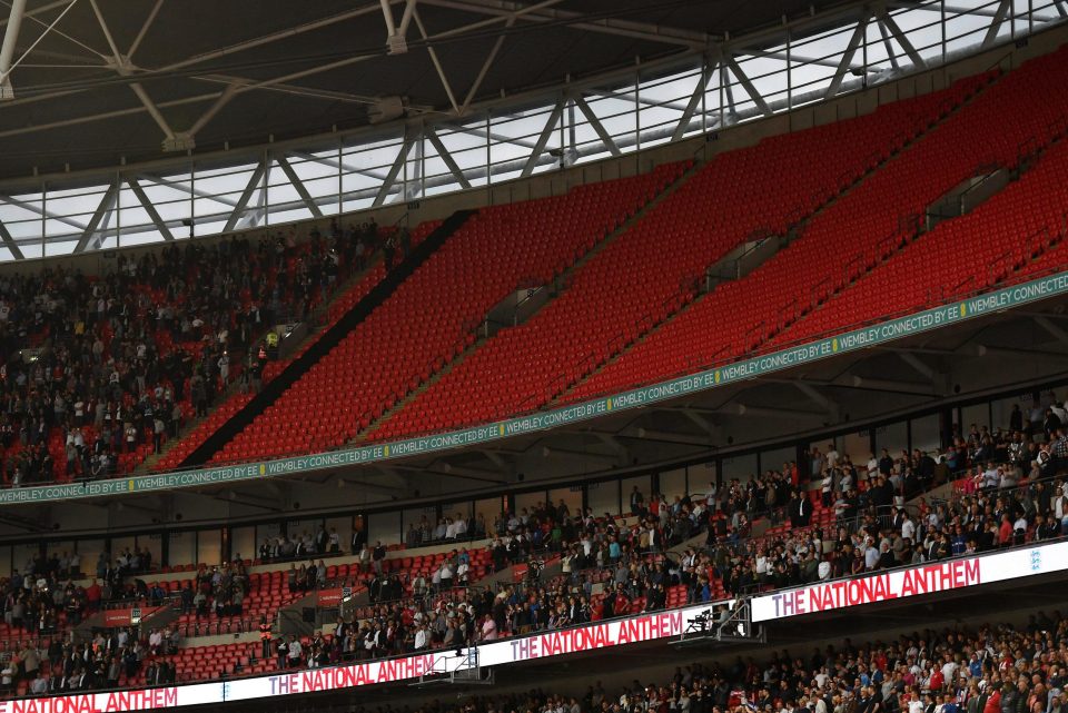  Empty spaces all around as frustrated fans queued up outside Wembley