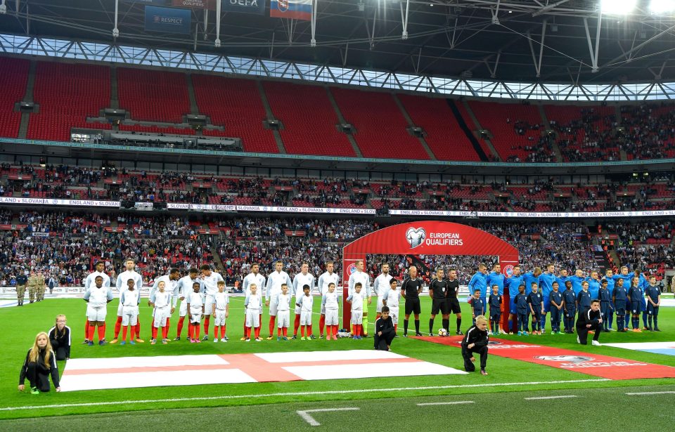  The top tier was empty as the teams lined up for the National Anthems