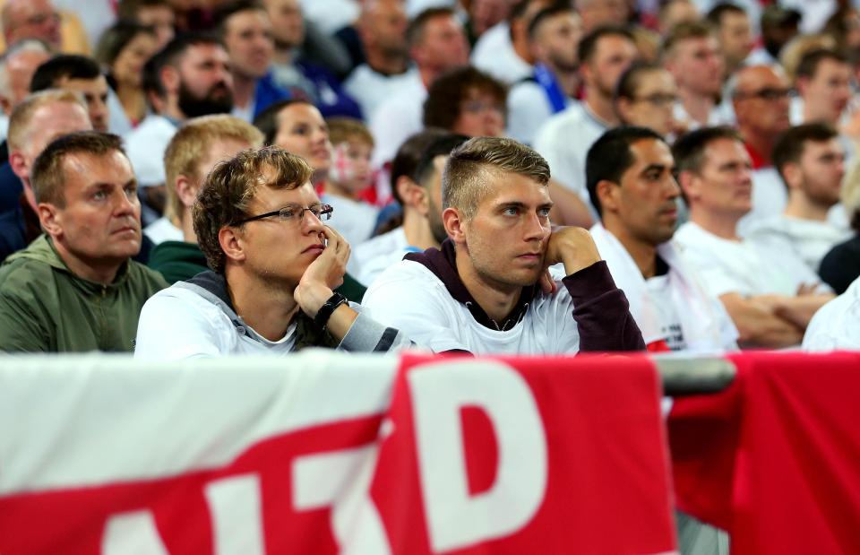  England fans watch on at Wembley on Monday