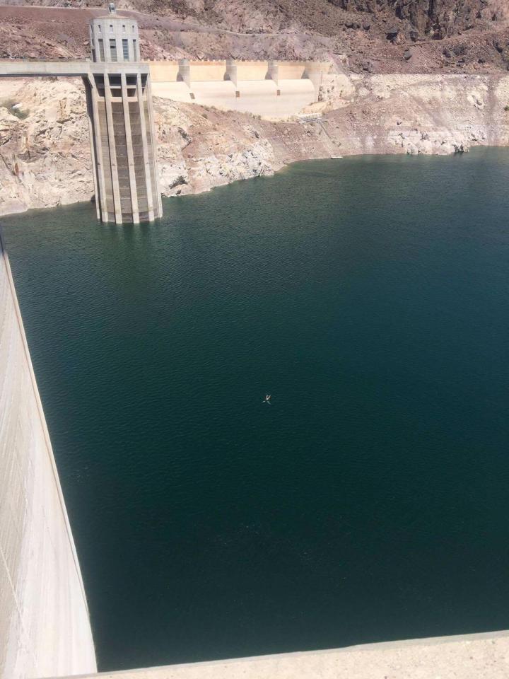  Arron Hughes went in to the water on a visit to the 725ft-high structure