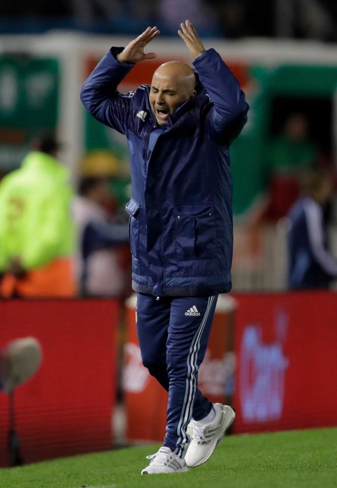  Argentina manager Jorge Sampaoli goes mad on the touchline