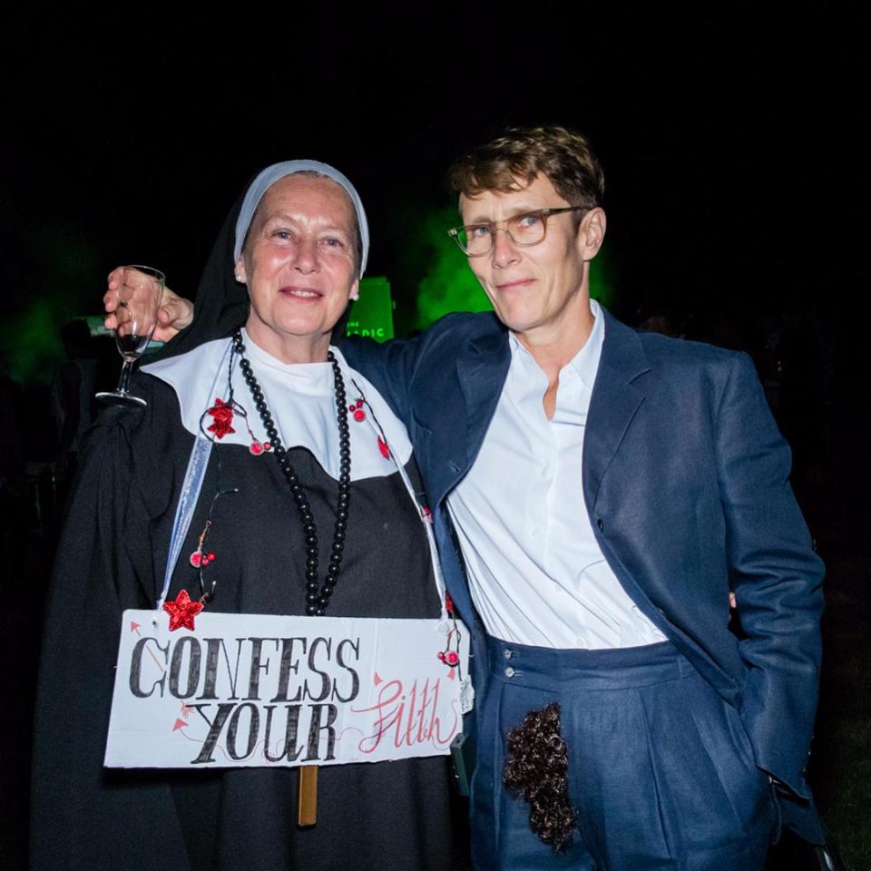  One of the eye-catching outfits was a nun with a sign saying 'confess your filth'