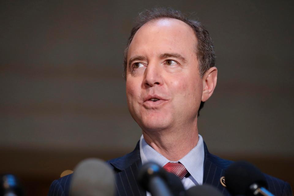  Adam Schiff, a ranking member of the House Intelligence Committee, speaks after a closed meeting on Capitol Hill in Washington