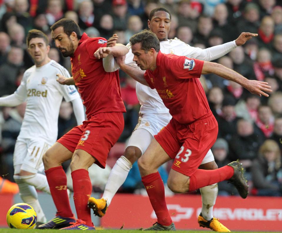  Jamie Carragher and Jose Enrique played two seasons together at Liverpool