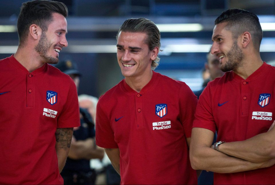  Atletico Madrid stars Saul Niguez, left, Antoine Griezman and Koke, right, are relaxed and raring to go ahead of the La Liga clash with Malaga on Saturday