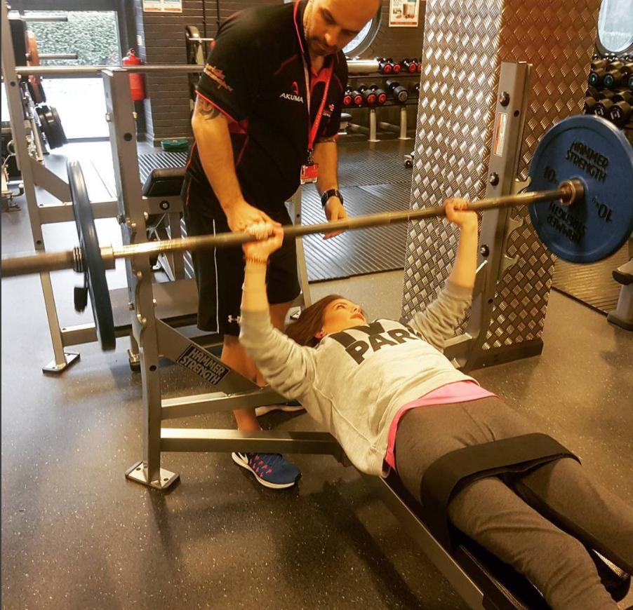  Following the fall, Francesca has taken up weight lifting and goes to the gym with her dad