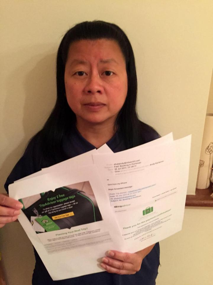  Shuk Potter says she was scammed out of almost £3,200 by a fake TripAdvisor website