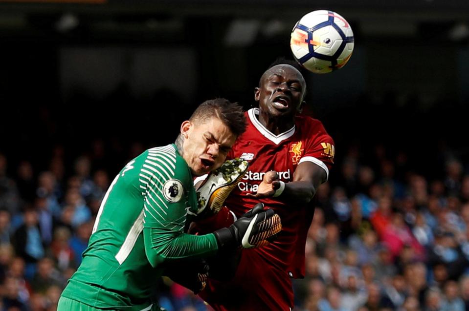  Manchester City shot-stopper Ederson was recently kicked in the face by Liverpool's Sadio Mane