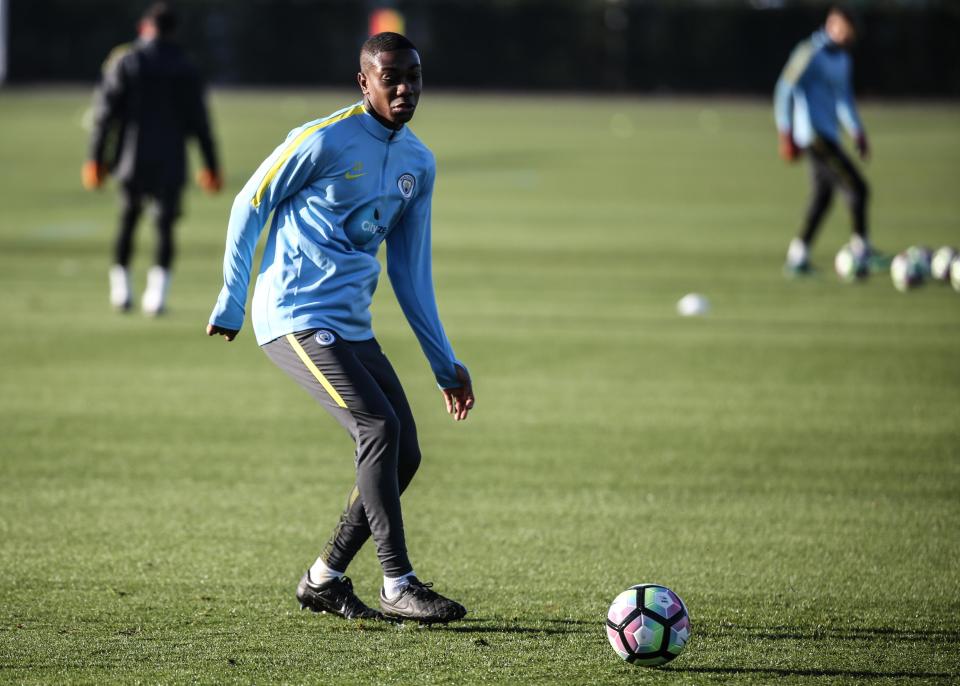  Boadu in action at the Manchester City training ground