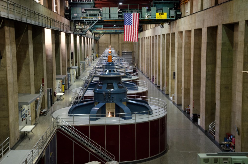 Inside the Hoover Dam turbine room