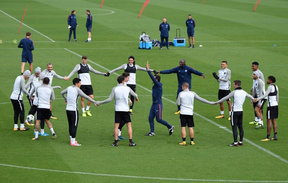  The star-studded squad appear to be enjoying the training session