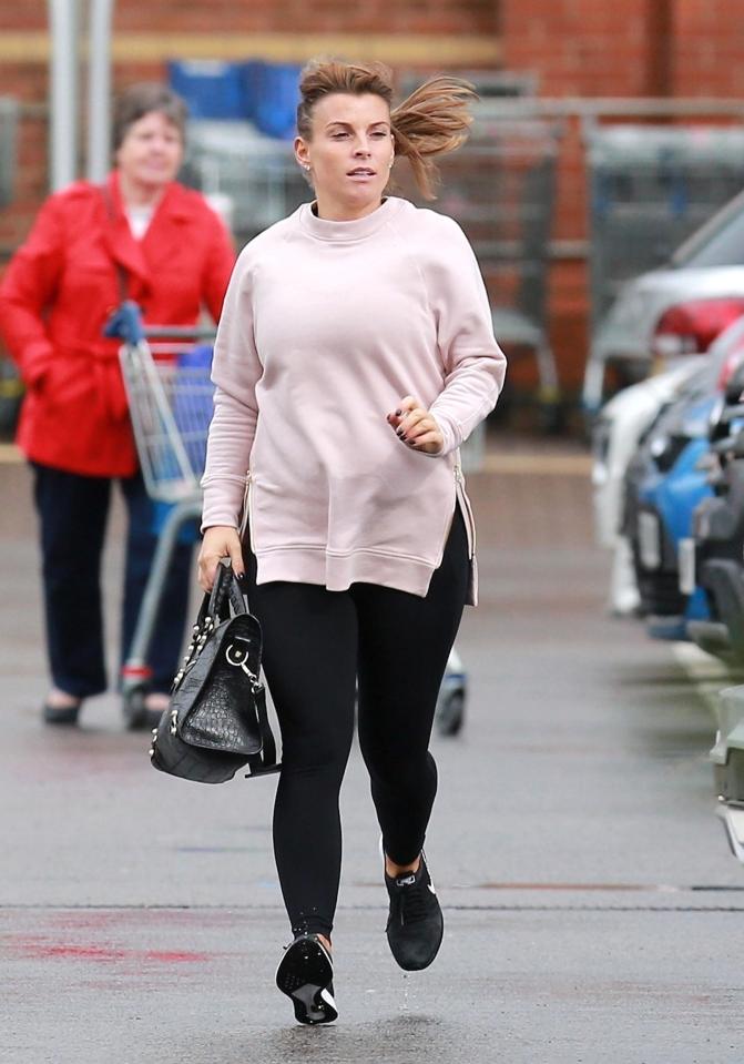  She was pictured in leggings and a pale pink t-shirt while running errands