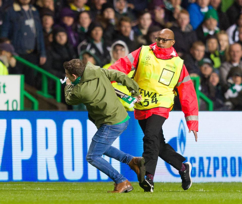  The Celtic fan attempted to evade stewards after running on to the pitch