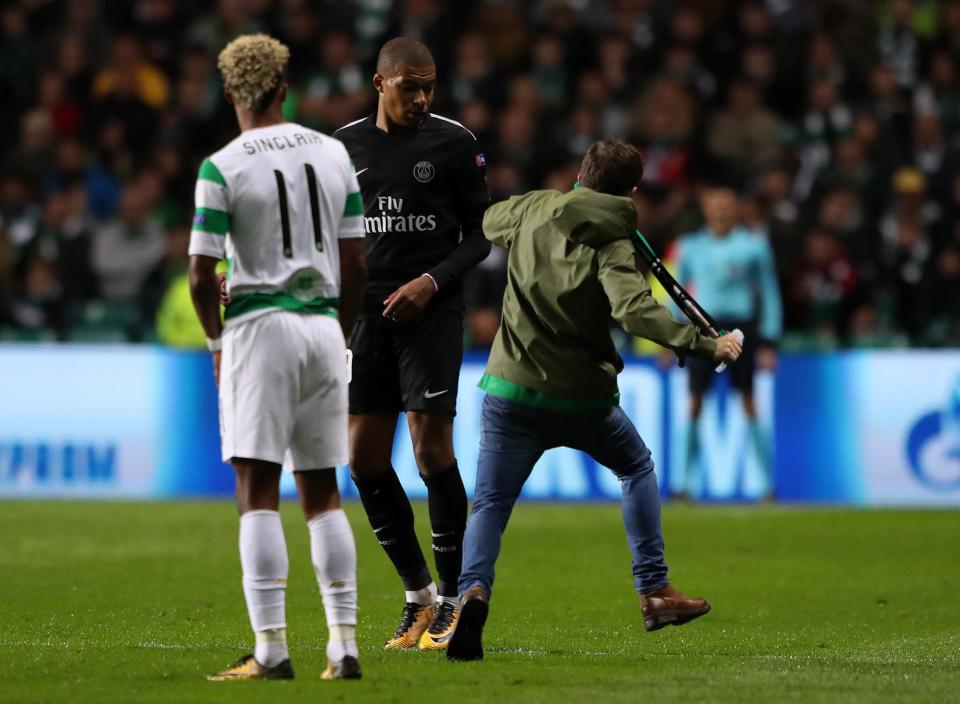  The fan was arrested after approaching Kylian Mbappe on the pitch at Parkhead