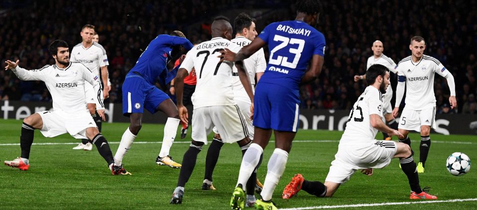  Bakayoko scores Chelsea's fourth goal against Qarabag FK