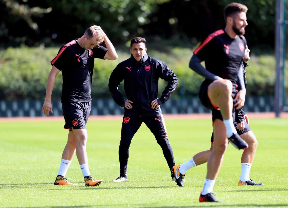  But Alexis Sanchez was among those who trained at their London Colney base