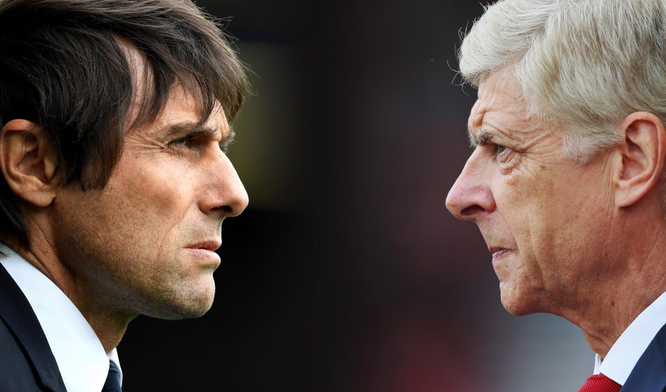  Antonio Conte and Arsene Wenger have contrasting footballing philosophies