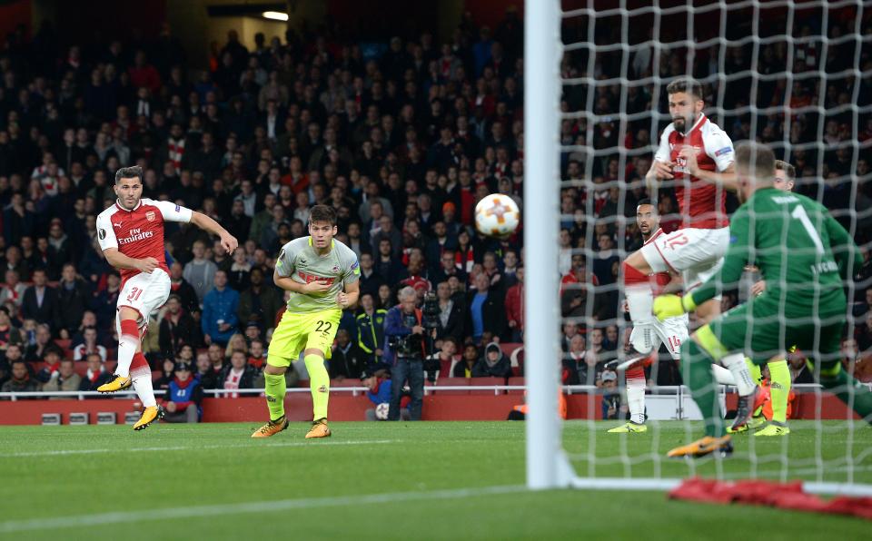  Sead Kolasinac scored a spectacular volley to equalise for Arsenal against Cologne