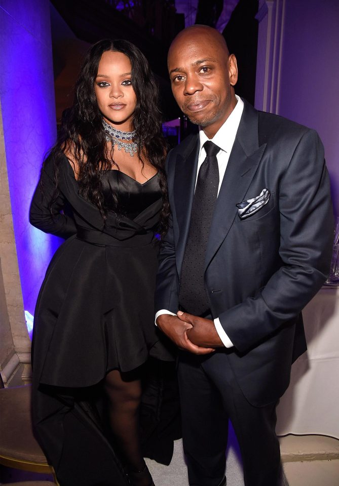  The Bajan beauty also posed with Dave Chappelle at the gala