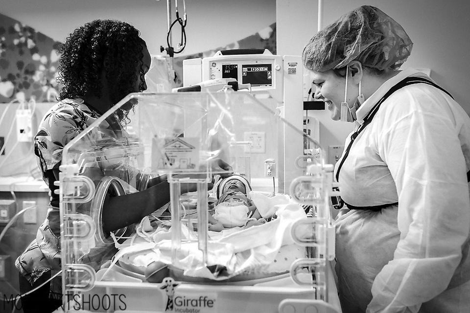  Nurses at a hospital in Kentucky are seen checking on one of a set of premature triplets