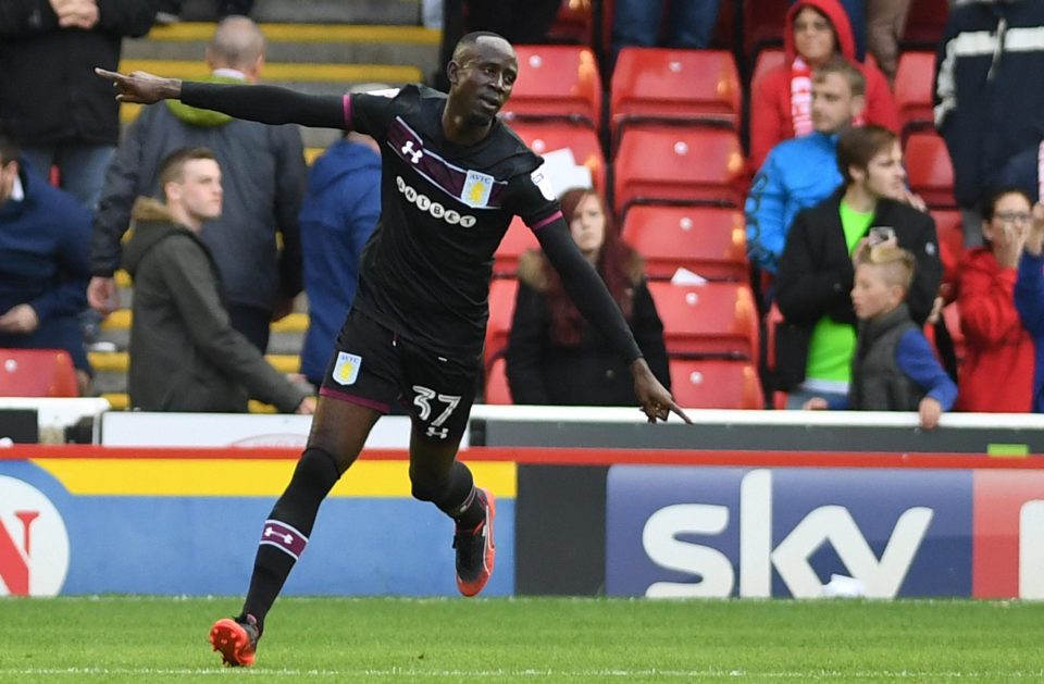  Albert Adomah celebrates doubling the Aston Villa lead with a penalty on the way to a 3-0 victory at Barnsley