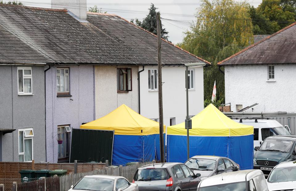  Police tent at the Surrey home which is being searched by officers investigating the Parsons Green bombing