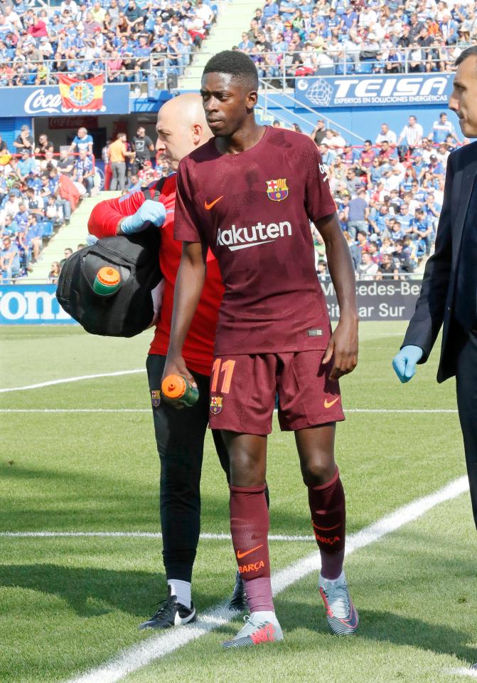  Ousmane Dembele is replaced and won't appear for Barcelona again in 2017