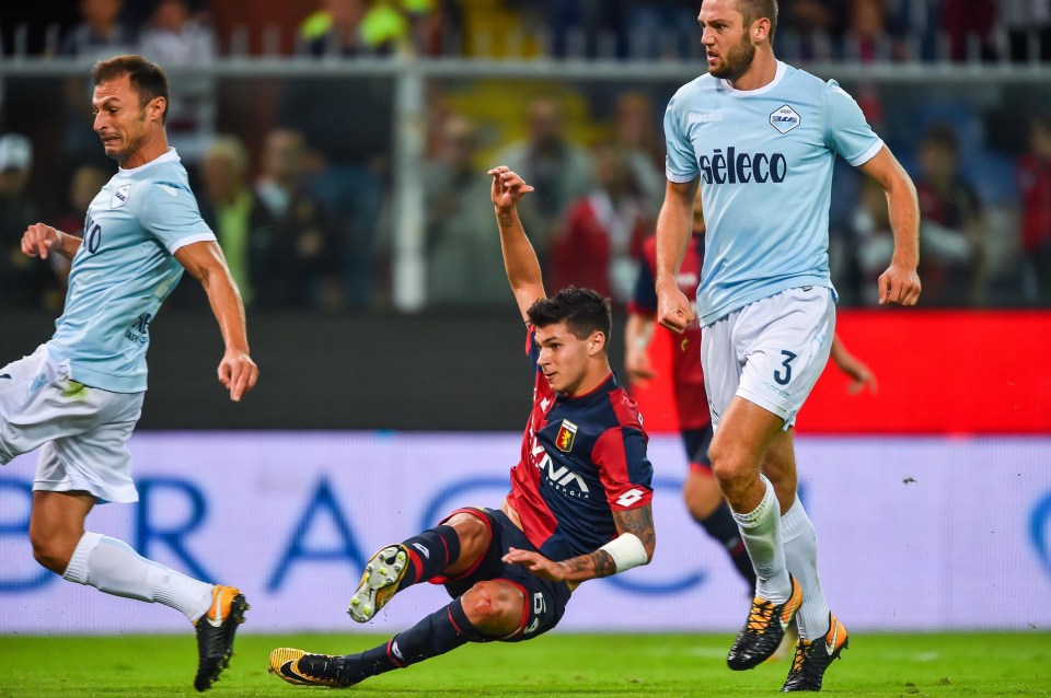 Pietro Pellegri slides in to score for Genoa in 3-2 defeat to Lazio in Serie A