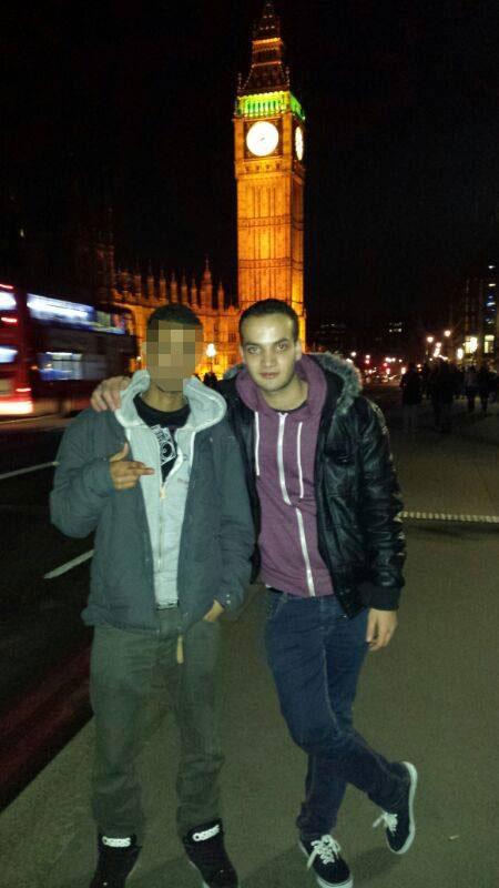  In one photo he was pictured alongside a pal outside Westminster's Houses of Parliament