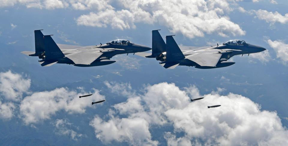  South Korean F-15K fighters also took to the skies three days after North Korea's latest ballistic missile test