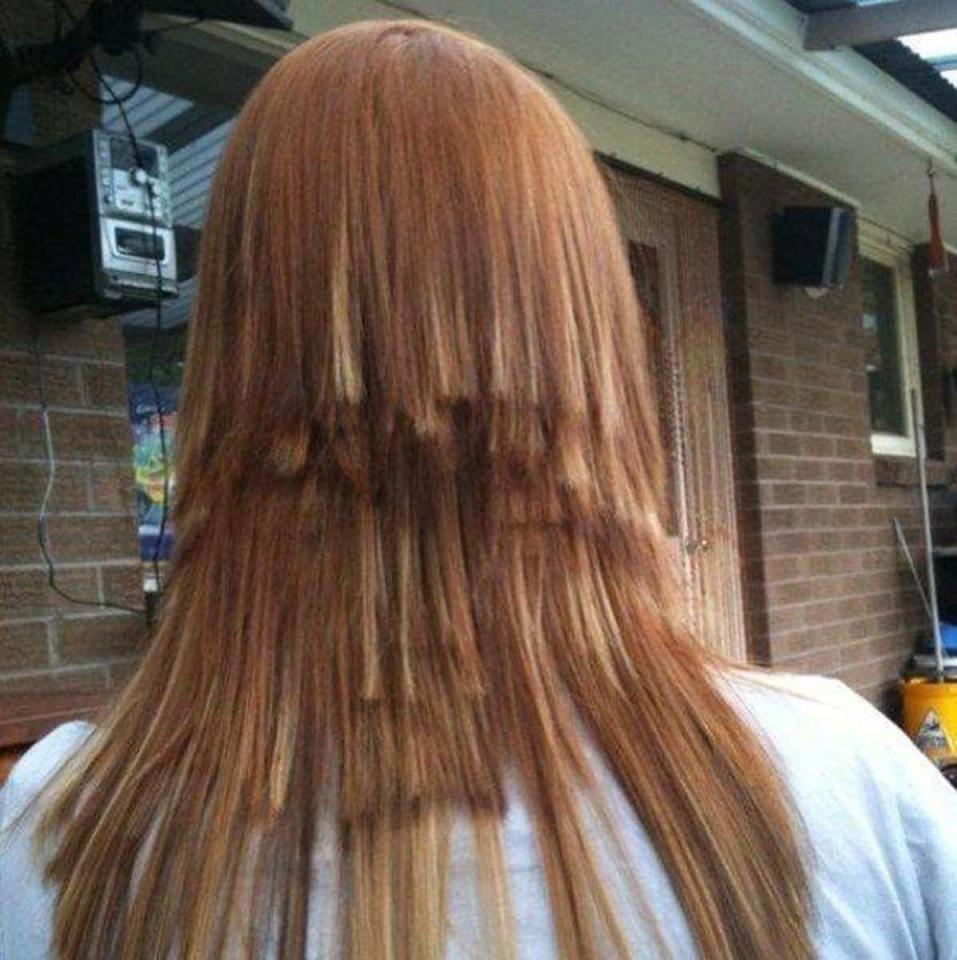  A scissor-happy stylist left this woman's hair in a state