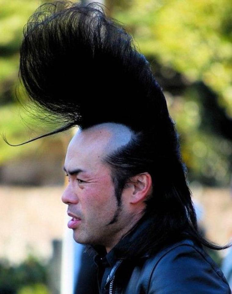  This man looks like he’s been caught in the wind, thanks to his gravity-defying Mohawk